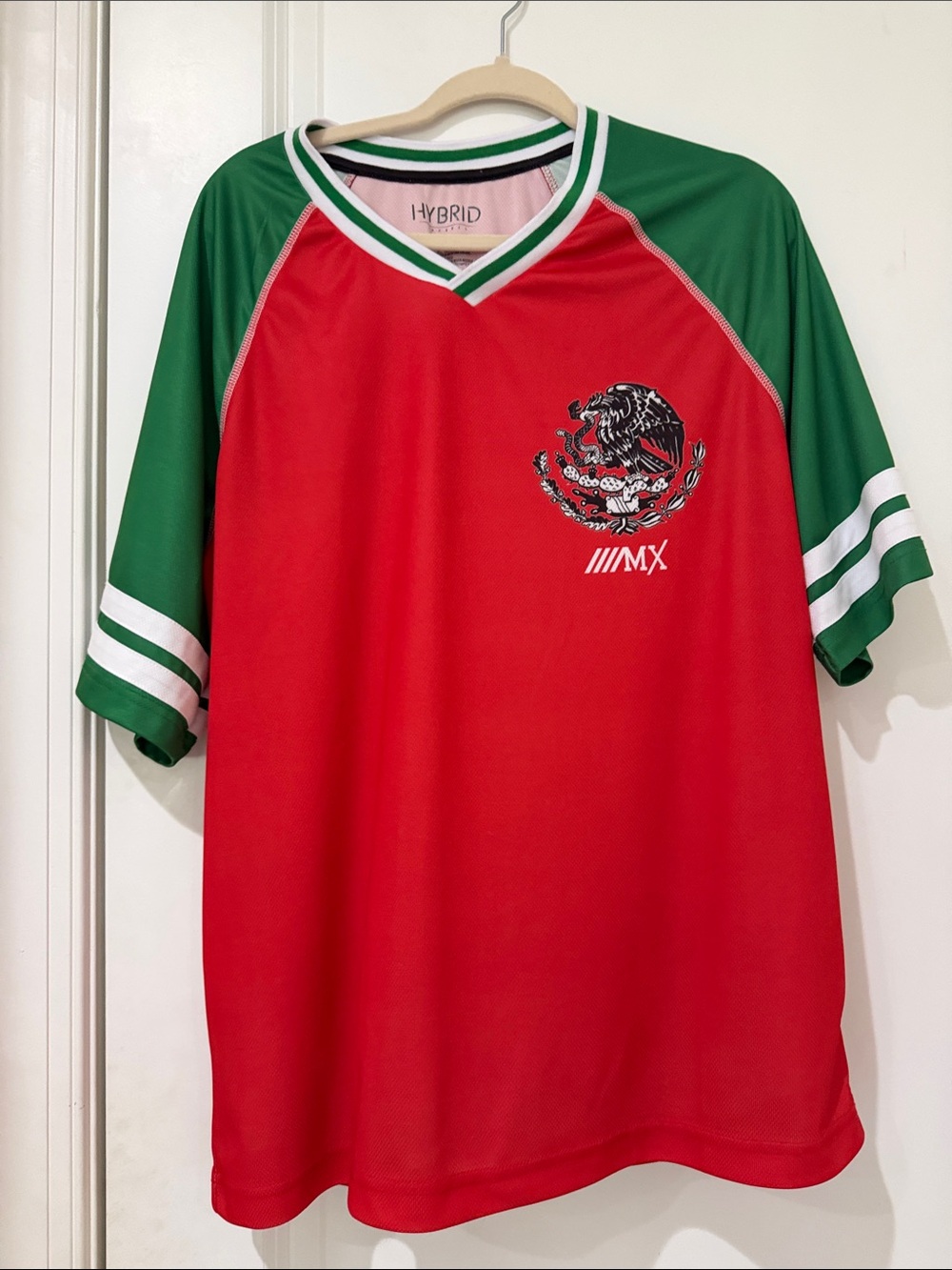 Hybrid Apparel Red Jersey with Green and White Trim